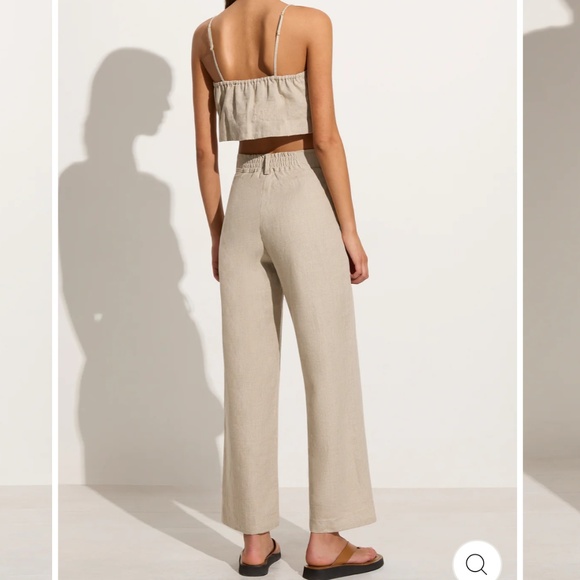 FAITHFULL THE BRAND NEW Ida Linen Wide Leg Pants Natural 6 M - Picture 2 of 10